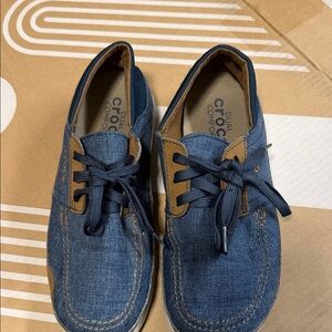 Crocs Kids Blue Canvas Casual Lace-Up Shoes Size 7m